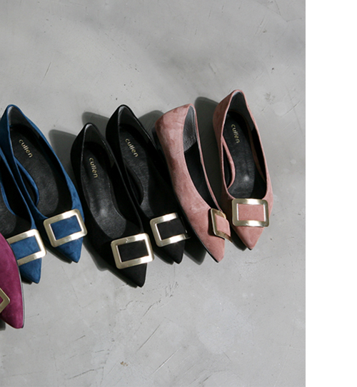 [ 4 color ] square stiletto flat shoes