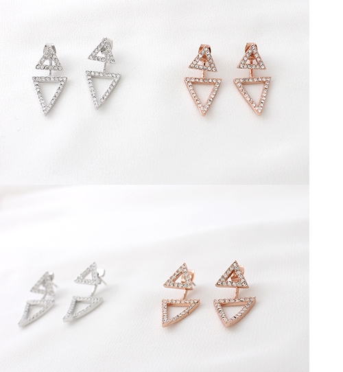 Twin triangle earrings[Silver post]