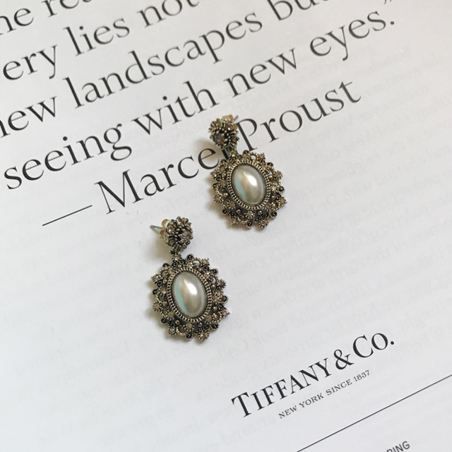 Antique pearl earrings[SILVER POST]