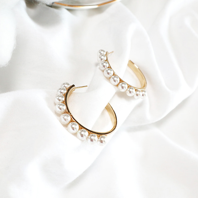 Pearl line earrings[라지]
