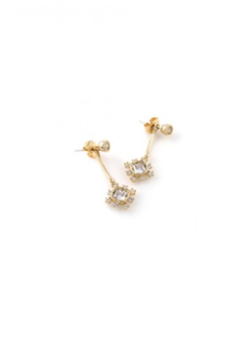 gold squre line earring silver 92.5 post