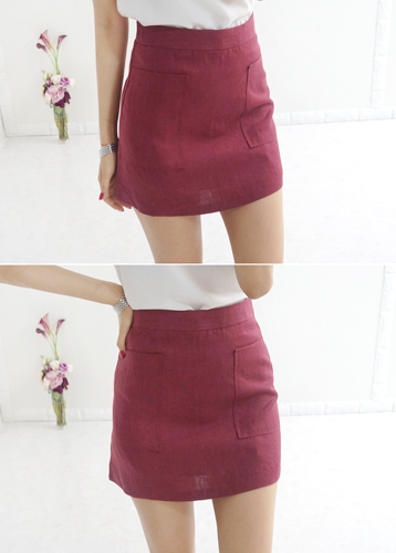 Linen pocket skirt
