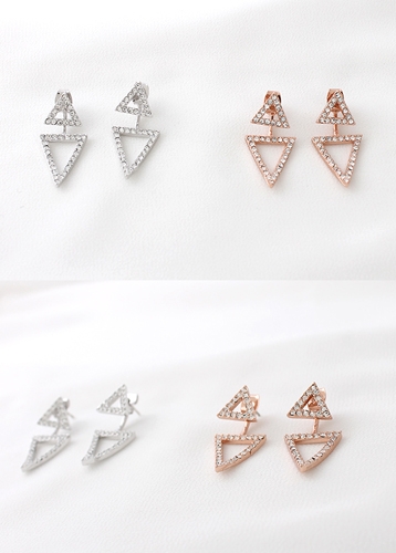 Twin triangle earrings[Silver post]