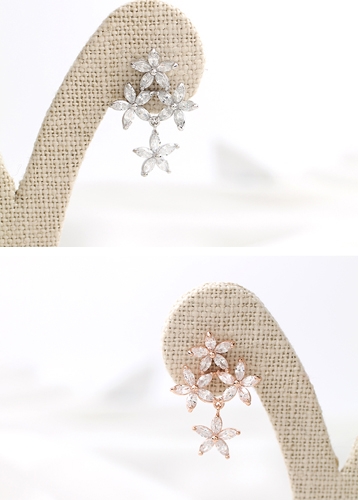 Flower stone earrings[Silver post]