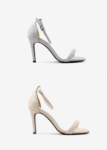 [ 4 color * ]Simple line strap heel
