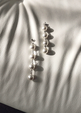 Pearl drop earrings[SILVER POST]