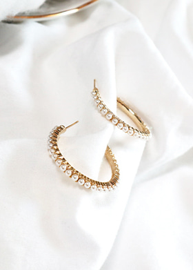 Pearl line earrings[미니진주]