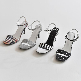 [ 4 color * ]pattern strap heel